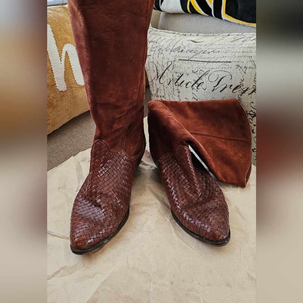 Via Spiga Brown Cowboy Womens Boots Size 9 Made In Italy